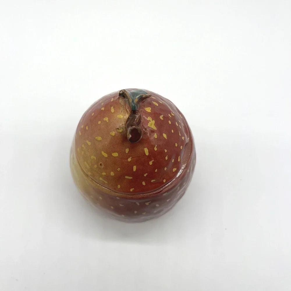 Handmade Ceramic Berry Sugar Bowl‎ with Lid Spoon Rest Unique Kitchen Decor